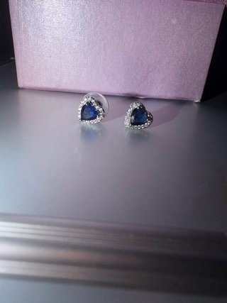 Pendientes Corazón Azul y Plata