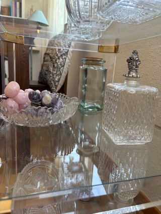 Mueble Bar Cristal con Ruedas y cristaleria