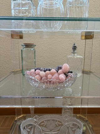 Mueble Bar Cristal con Ruedas y cristaleria