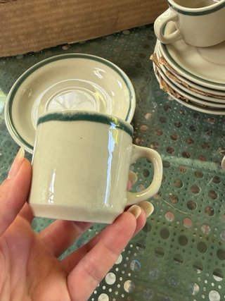 Juego Tazas Café Beige y Verde