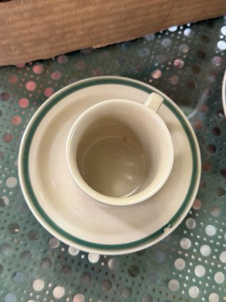 Juego Tazas Café Beige y Verde