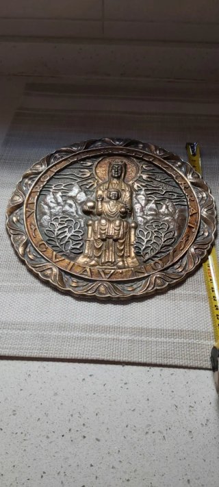 Plato Bronce Virgen Montserrat
