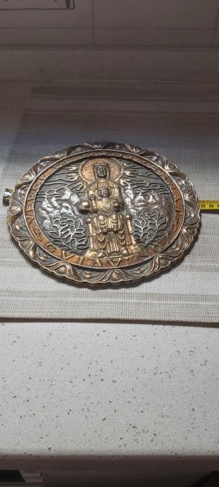 Plato Bronce Virgen Montserrat