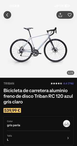 Bicicleta Carretera Triban RC 120 Disc Talla L
