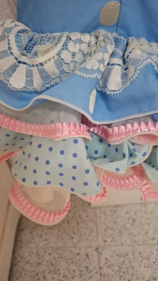 Traje de flamenca azul y rosa talla 3-4 años