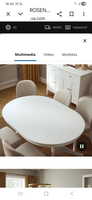 Mesa extensible Rosentord Ikea blanca pto mazarron