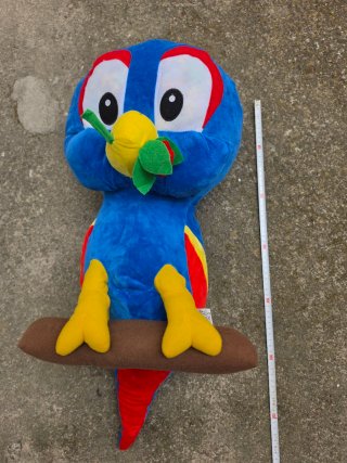 Peluche Loro Azul con rosa de 70cm