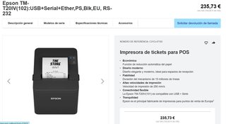 Impresora Tickets Epson TM-T20IV Nueva en Caja