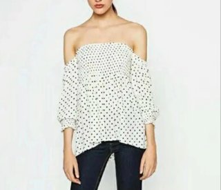 Blusa nueva Zara Viscosa Lunares Talla S