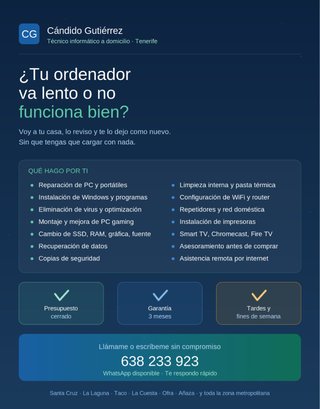 Informático a domicilio • Santa Cruz de Tenerife