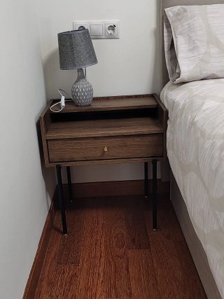 RÅDMANSÖ Mesita de noche, marrón efecto nogal