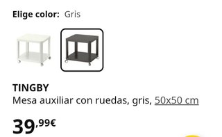 Mesa auxiliar gris con ruedas