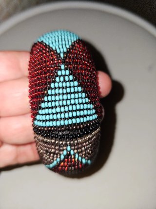 Pulsera abalorios roja y turquesa