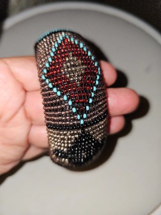 Pulsera abalorios roja y turquesa