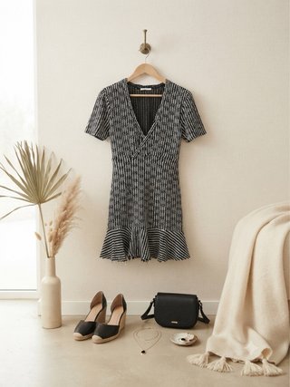 Vestido estampado blanco y negro