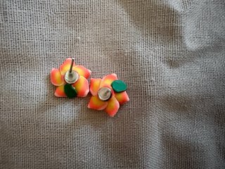 Pendientes flor naranja y rosa