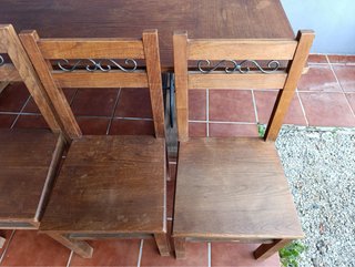 Mesa de madera de Portugal maciza con 5 sillas
