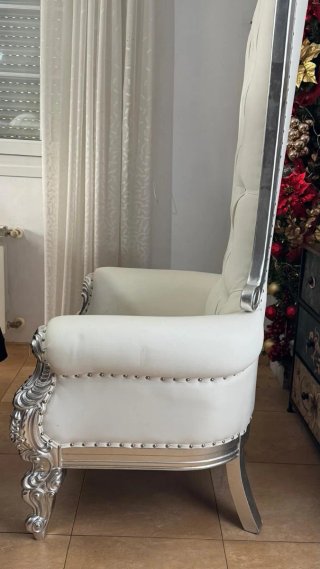 Sillón Trono Blanco y Plateado