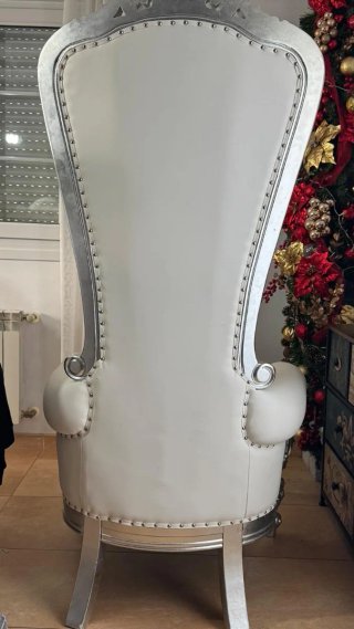 Sillón Trono Blanco y Plateado