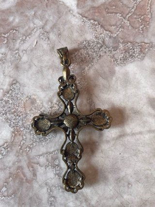 Cruz Vintage Artesanal Piedras Ámbar