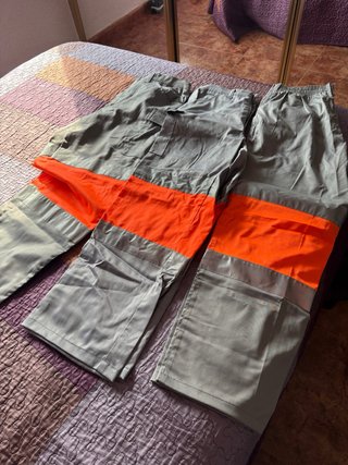 Lote 3 pantalones de trabajo grises y naranjas