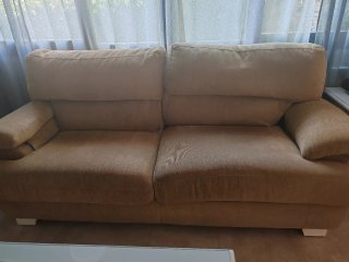 Sofá 3 plazas beige tela
