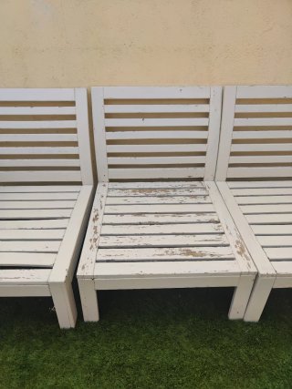 Sofá de jardín modular de madera y regalo mesa.