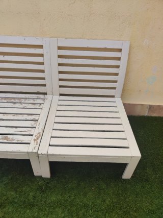 Sofá de jardín modular de madera y regalo mesa.