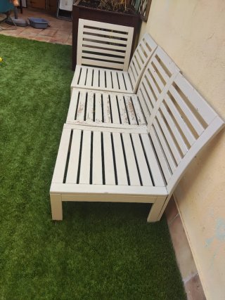 Sofá de jardín modular de madera y regalo mesa.