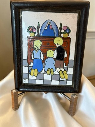 Cuadro vintage religioso niños rezando