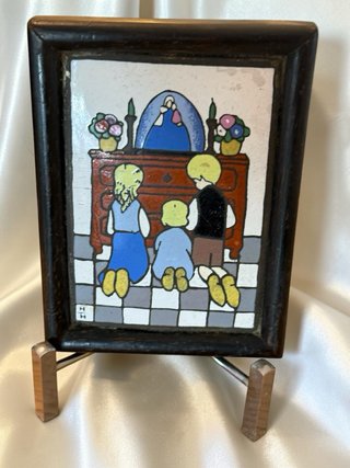 Cuadro vintage religioso niños rezando