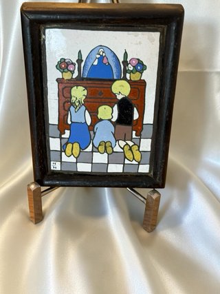Cuadro vintage religioso niños rezando