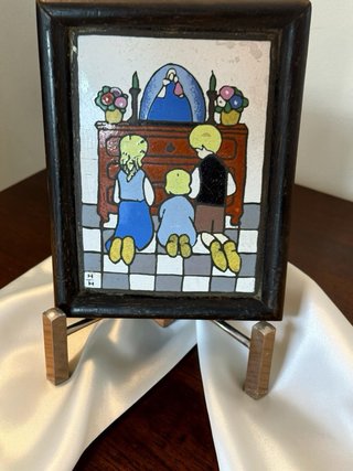 Cuadro vintage religioso niños rezando