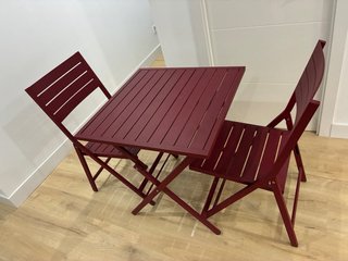 Mesa y 2 Sillas Plegables Jardín Rojas