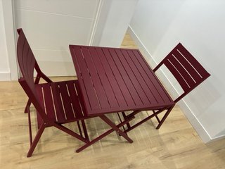 Mesa y 2 Sillas Plegables Jardín Rojas