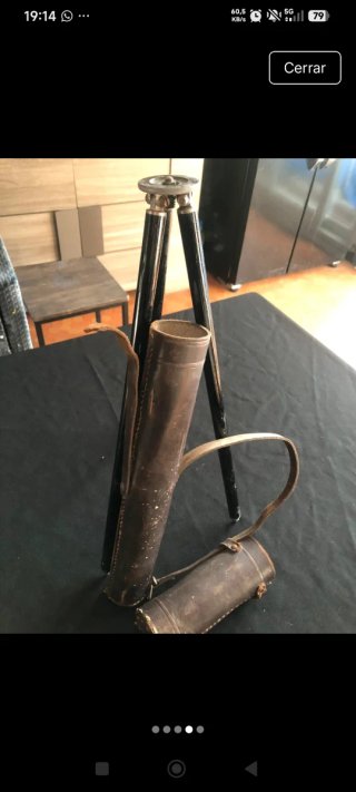 Trípode vintage funda de cuero