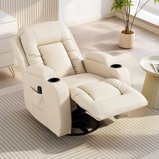 Sillón Relax Giratorio Masaje Reclinable Beige