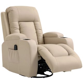 Sillón Relax Giratorio Masaje Reclinable Beige