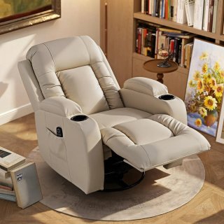 Sillón Relax Giratorio Masaje Reclinable Beige