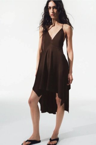 Vestido Zara Asimétrico Satén