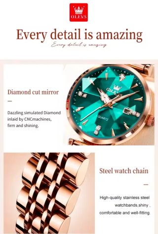 Reloj OLEVS Mujer Oro y Verde
