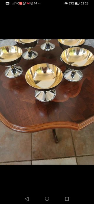 Set 6 Coppette Dessert Oro Argento Metallo