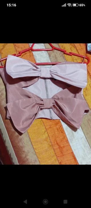 Top Zara viral lazos tafetán bicolor Talla S