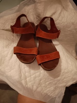 Sandalias Interbios Piel Talla 38 Rojas