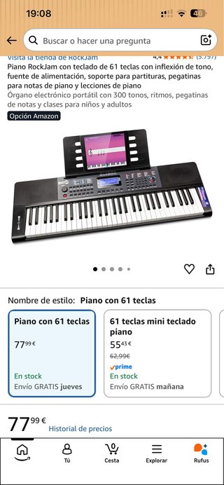 Piano eléctrico RockJam 61 teclas