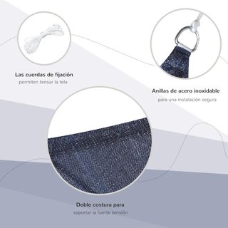 Toldo Vela 4x6 Anti UV Azul con Anillas Inox