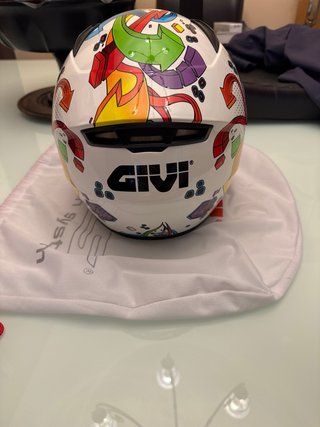 Casco Givi Infantil Blanco y Verde + Funda