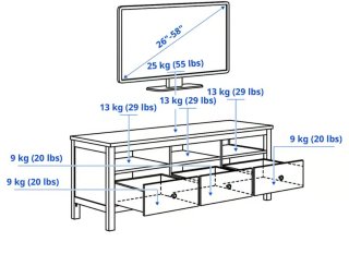 Mueble TV Ikea Hemnes Negro/Madera