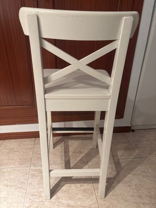 Taburete Alto Madera Blanco