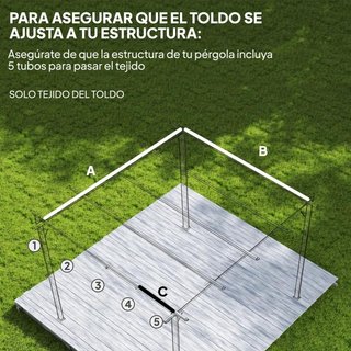 Toldo Repuesto Retráctil 3x2 Café 8 Orificios